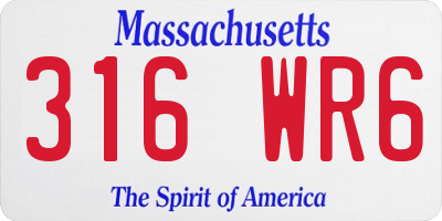MA license plate 316WR6
