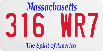 MA license plate 316WR7