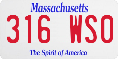 MA license plate 316WS0