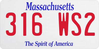 MA license plate 316WS2