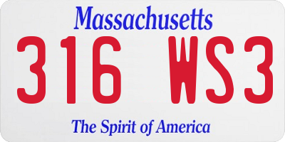 MA license plate 316WS3