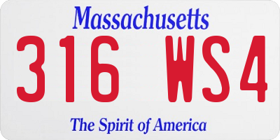 MA license plate 316WS4