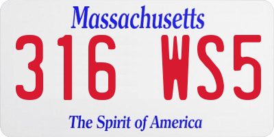 MA license plate 316WS5