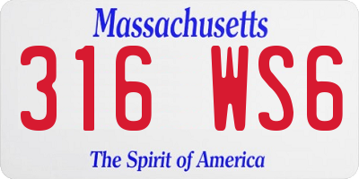 MA license plate 316WS6