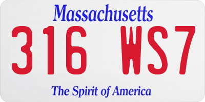MA license plate 316WS7