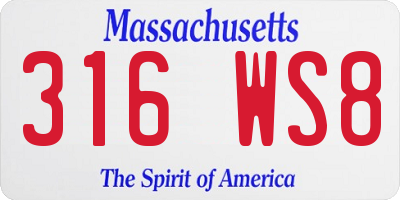 MA license plate 316WS8