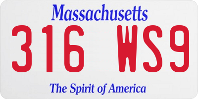 MA license plate 316WS9