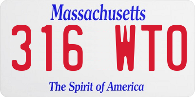 MA license plate 316WT0