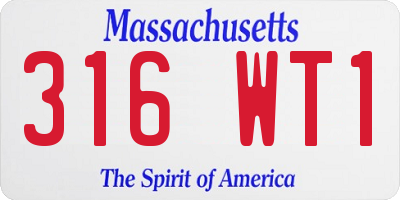 MA license plate 316WT1