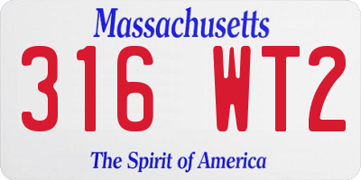 MA license plate 316WT2