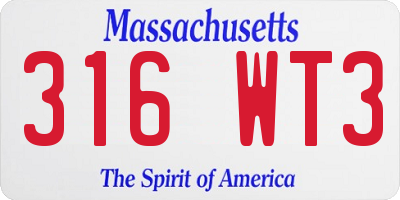 MA license plate 316WT3