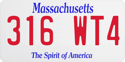 MA license plate 316WT4