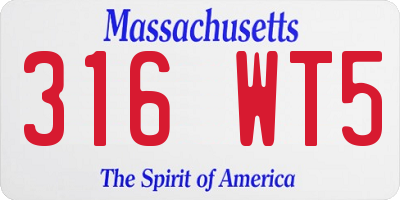 MA license plate 316WT5