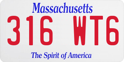 MA license plate 316WT6