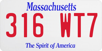 MA license plate 316WT7