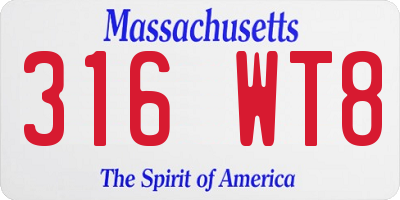 MA license plate 316WT8
