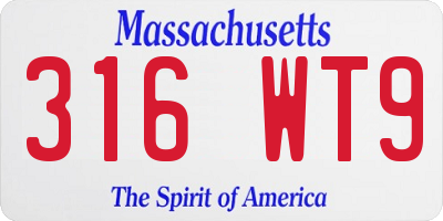 MA license plate 316WT9