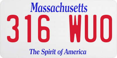 MA license plate 316WU0