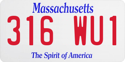 MA license plate 316WU1