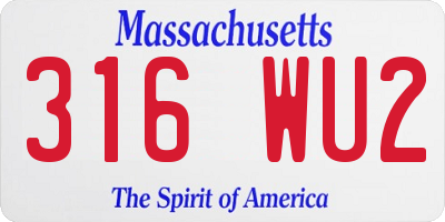 MA license plate 316WU2