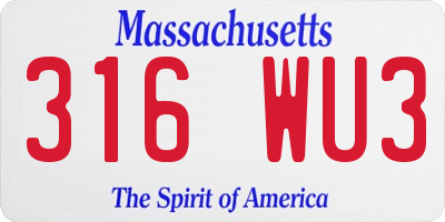 MA license plate 316WU3