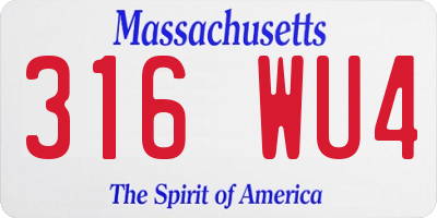 MA license plate 316WU4