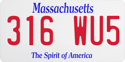 MA license plate 316WU5