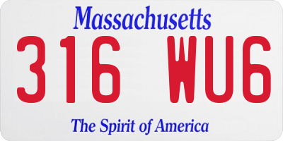 MA license plate 316WU6