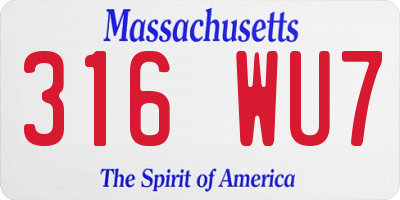 MA license plate 316WU7