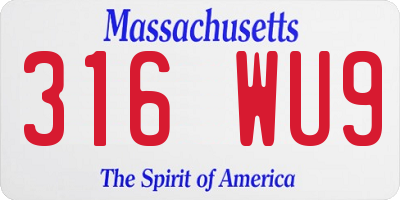MA license plate 316WU9