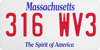 MA license plate 316WV3