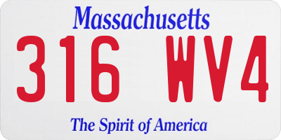 MA license plate 316WV4