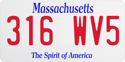 MA license plate 316WV5