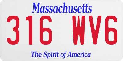 MA license plate 316WV6