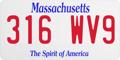 MA license plate 316WV9