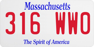 MA license plate 316WW0
