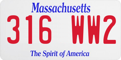 MA license plate 316WW2