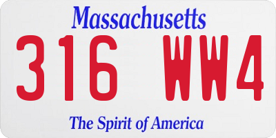 MA license plate 316WW4
