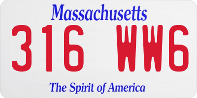 MA license plate 316WW6
