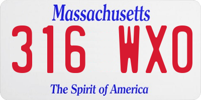 MA license plate 316WX0