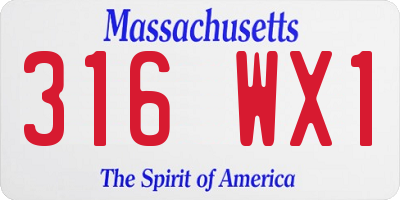 MA license plate 316WX1