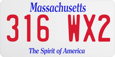 MA license plate 316WX2