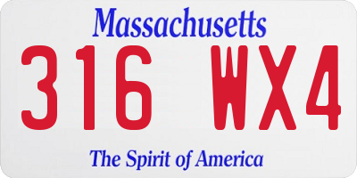 MA license plate 316WX4