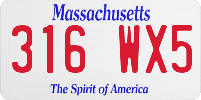MA license plate 316WX5