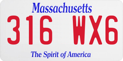 MA license plate 316WX6