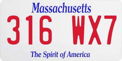 MA license plate 316WX7