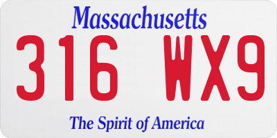 MA license plate 316WX9