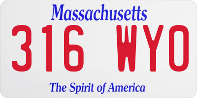 MA license plate 316WY0