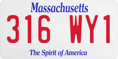 MA license plate 316WY1