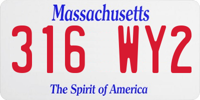 MA license plate 316WY2
